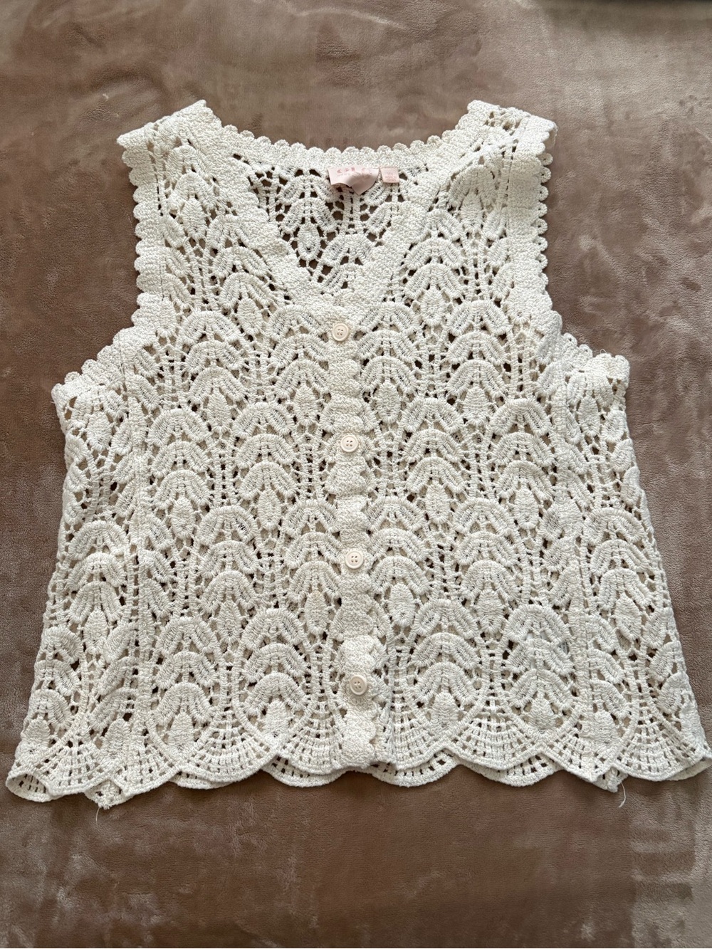 Cream Crochet Button-Front Camisole